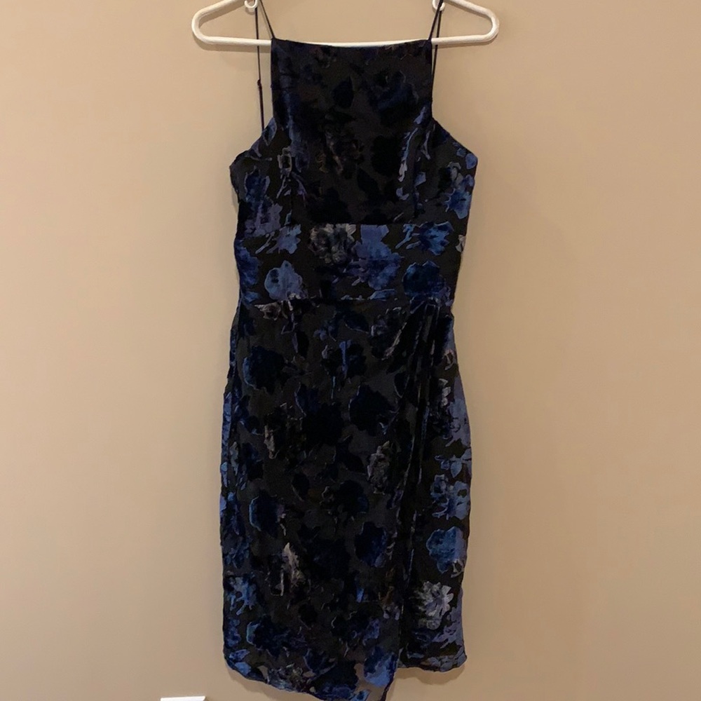 Reformation burnt velvet blue dress
